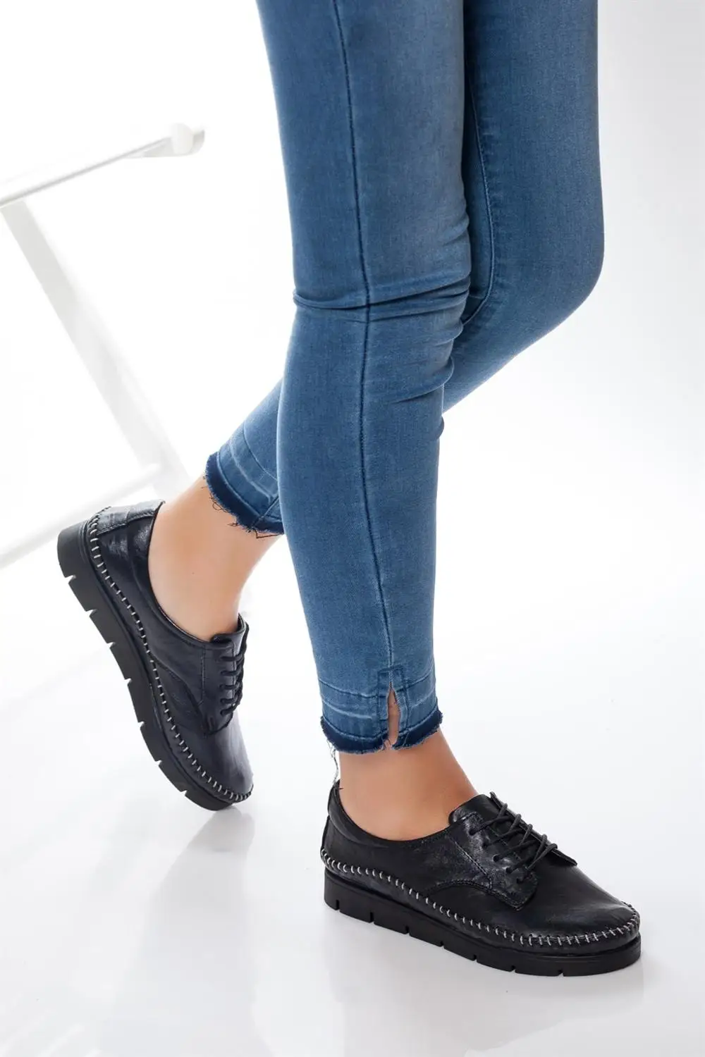 

Women Leather Comfort Shoe 2022 Black Flat Four Season Flat Summer Autumn