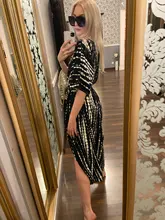 100% de algodón para mujer, Vestido tipo Kimono con cinturón propio, a rayas negras, para playa, Q1225, 2021