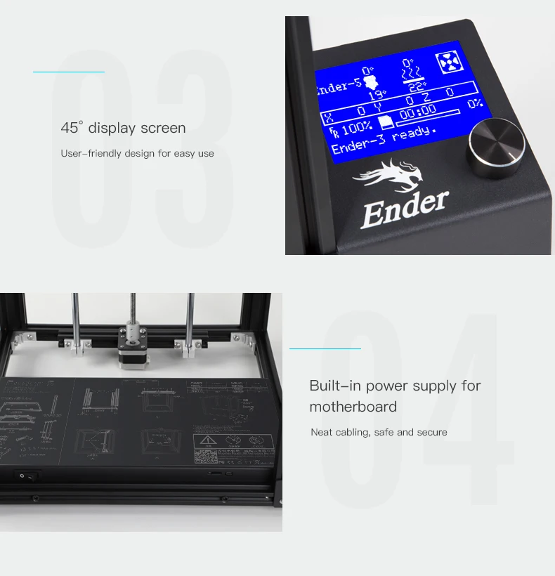 Ender-5 3d принтер Высокая точность большой размер материнская плата Cmagnetic сборка пластина, выключение питания, простое построение Creality 3d принтер