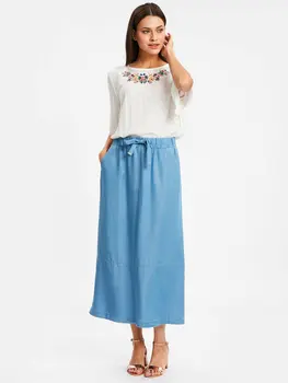 

Lacing Detailed Jean Skirt