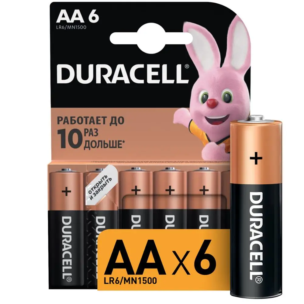 Батарейки DURACELL AA (LR6) 6 шт Batteries 12 volt Krona 9v aa penlight manual | Электроника