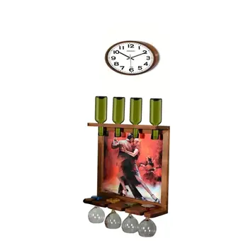 

Wall Clock Wall Art Picture Wooden Wine Rack Bottle Organizer Holders Beer Whiskey Bottle Bar Home Party Kitchen Salon Accessory
