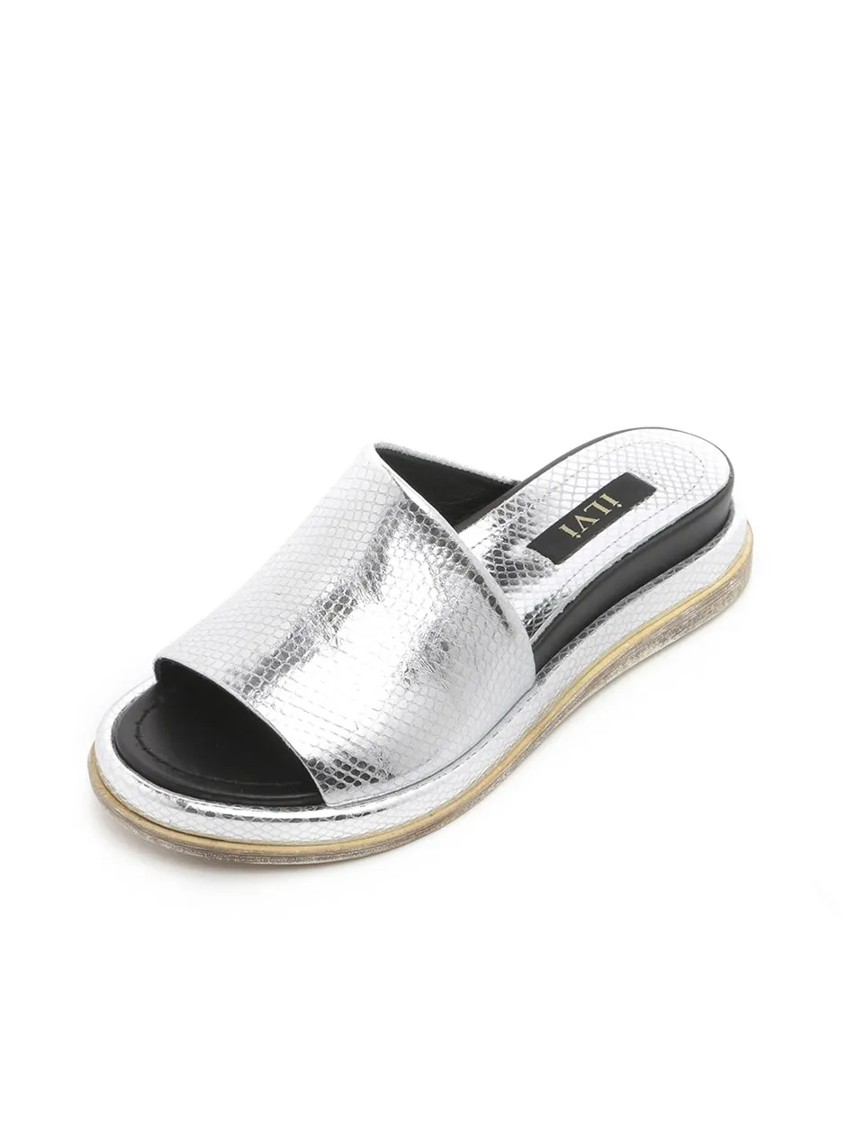 silver slipper shoes for women on Ilvi Genuine Leather Handmade Gera Women S Slipper Silver Print Leather Women Shoes 2020 Slippers Aliexpress