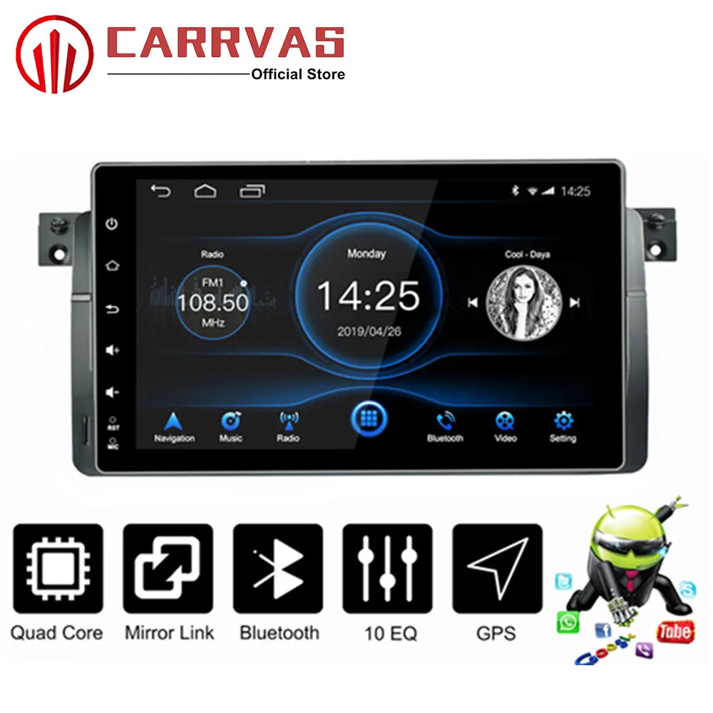 

CARRVAS 2 din Android GPS Navigator For BMW E46 9 inch Car Stereo 2 Din Quad Core Audio Radio Android 8 Car Multimedia With RDS