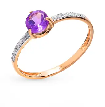 

Gold ring with amethyst and cubic zirconia sunlight sample 585