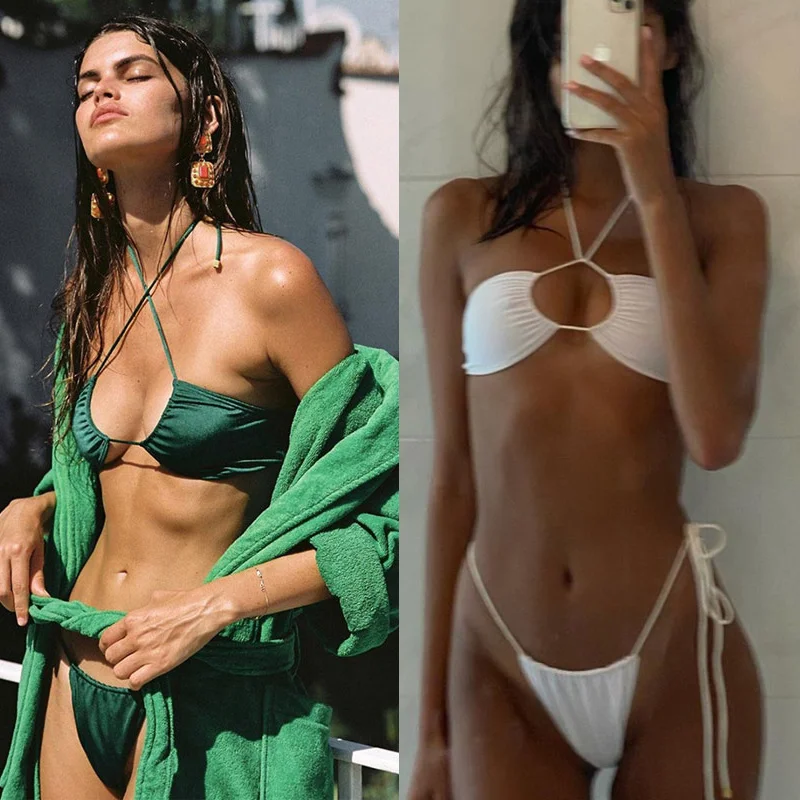 Бикини со складками купальник 2021 комплект бикини с пуш-ап купальный костюм