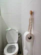 Soporte de almacenamiento de papel higiénico para cocina y baño, estante de almacenamiento con ventosa, montado en la pared, movible, cuerda colgante Vintage