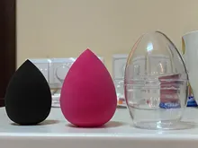 Aplicador de maquillaje negro, esponja supersuave, licuadora de polvo, base suave, contorno, difuminado