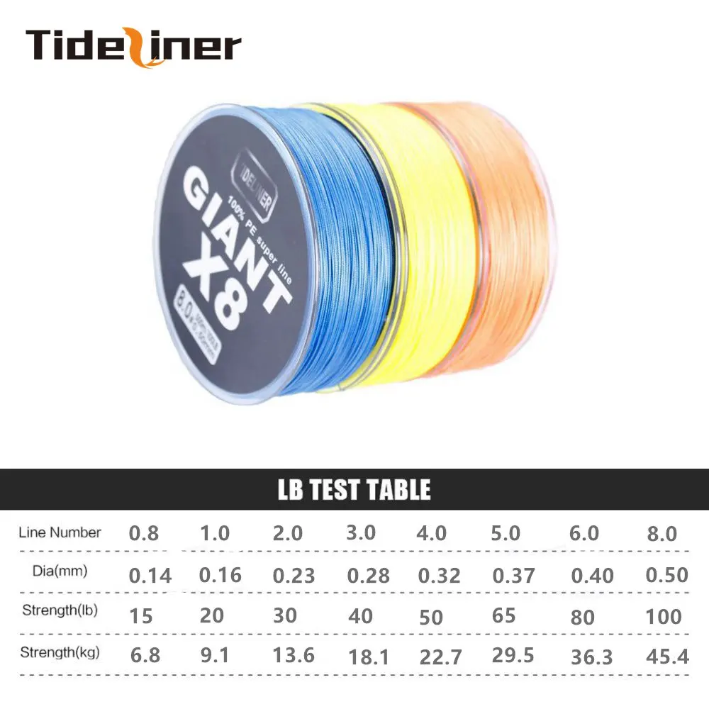 Tideliner 8 плетеная леска 500 м/5460yds, диаметр: 0,14 мм-0,5 мм, размер: 15-100lb PE плетеная леска j-плетеная леска