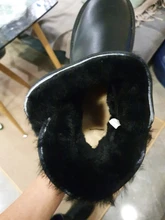 Shoes Waterproof Winter Boots Ankle Black Genuine-Leather Classic GRWG Wool Lined Shearling