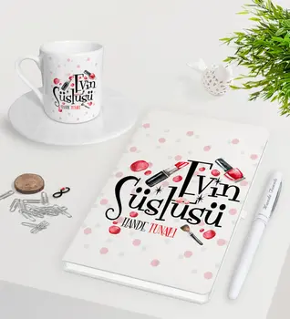 

Personalized House Süslüsü White Notebook Pen Turkish coffee Cup Set-4
