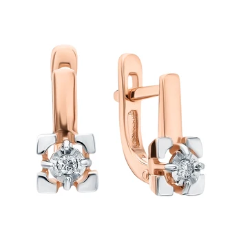

Gold earrings with diamonds sunlight sample 585