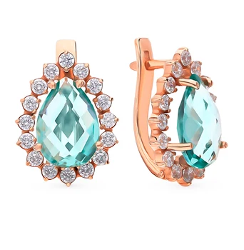 

Gold earrings with quartz and cubic zirconia sunlight sample 585