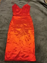 CNYISHE Elegant Satin Dresses for Women Solid Red Black Midi Dress 2020 Fashion Winter