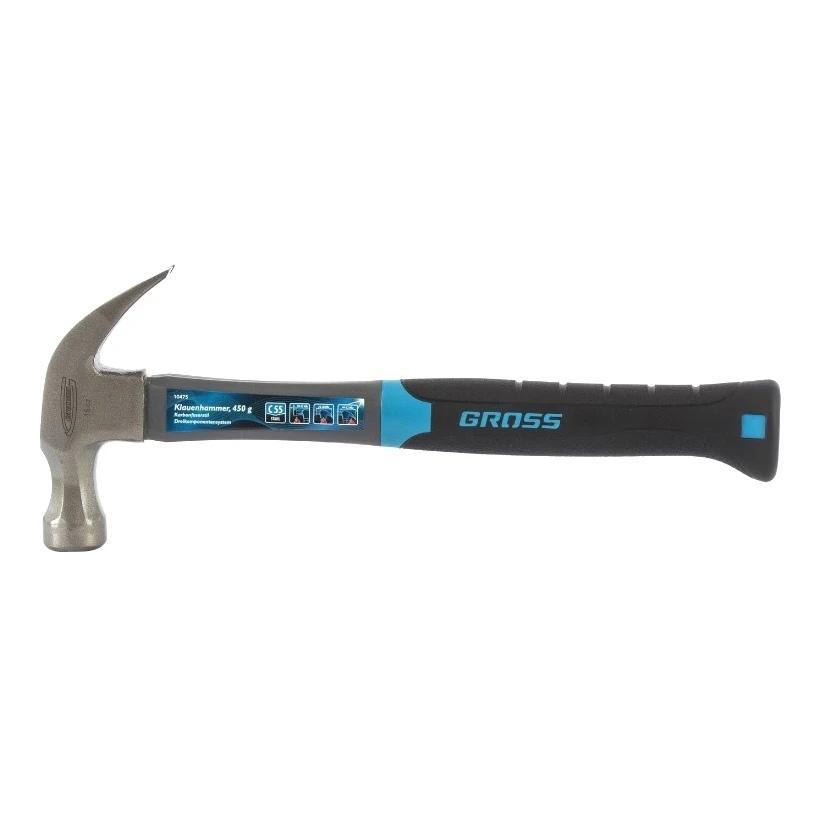 Молоток GROSS 10475 (Гвоздодер, обрезиненная рукоятка, стальной боек)