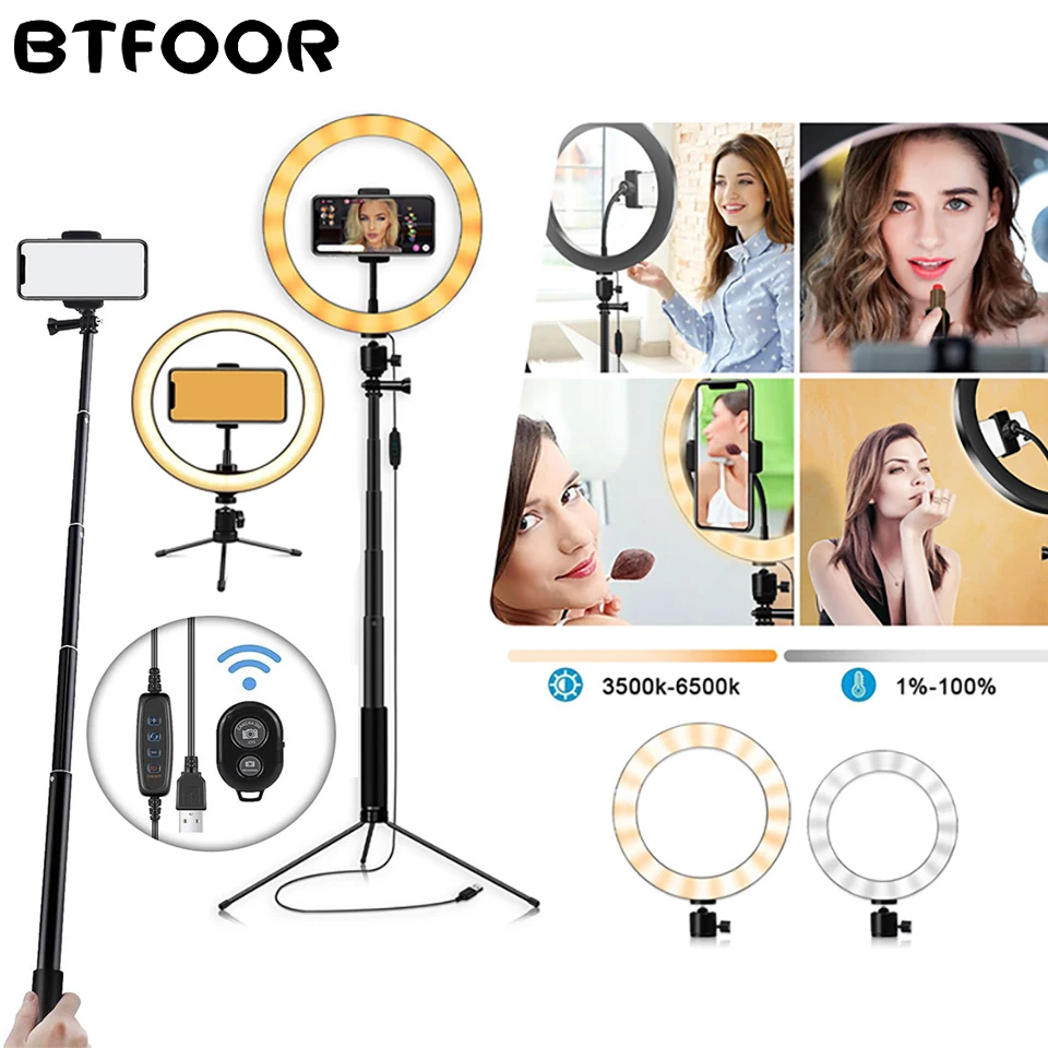 

Circle Led Selfie Ring Light Phone Lamp Camera Photo Studio Photography Lighting with Tripod Stand for Youtube Set Video