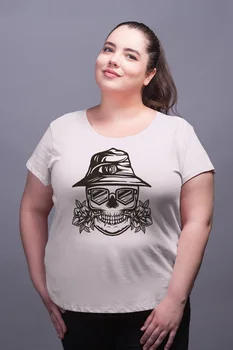 

Angemiel Wear Romantic Skeleton Man White Women Cotton Large Size T-Shirt