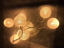 Lights-String Garland Cotton-Ball Led Wedding Party Christmas Outdoordiy Holiday 5M Crib