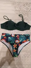Bikini con estampado de hojas para mujer, traje de baño Sexy con Tanga, conjunto de Bikinis con aumento de cintura alta, ropa de baño 2020