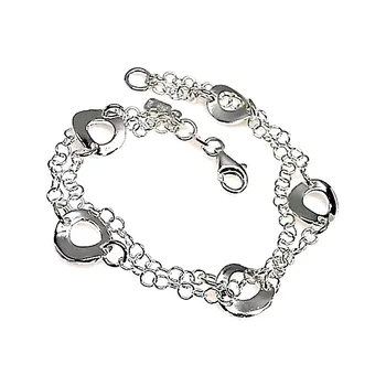 

Law silver bracelet 925m double smooth chain 19cm. [AB0120]