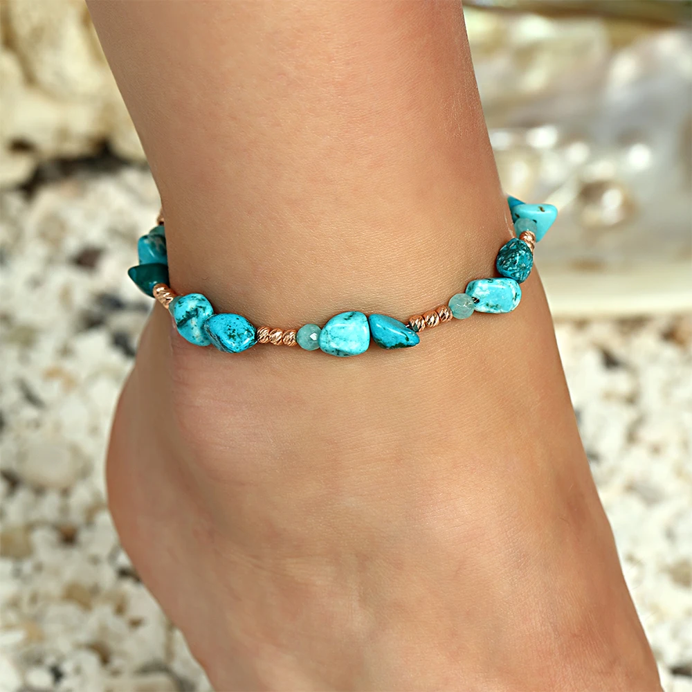 

Бирюзовый камень 925 пробы Серебряная цепочка Ювелирные изделия позолоченный браслет с бирюзой