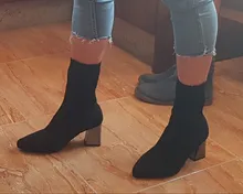 Socks Boots High-Heels Black Winter Fashion Womens Sexy Autumn 34-43 JIANBUDAN Ankle