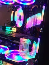 PSU, Cable de extensión RGB ATX 24Pin GPU 8Pin Triple Streamer PCI-E de 6 + 2P Dual cuerda de arcoíris 5V sincronización PC funda de decoración