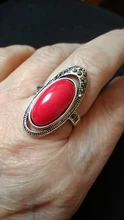 Kinel-anillo rojo de boda étnico para mujer, sortija tibetano Retro de plata, mosaico de cristal negro, joyería Vintage 2020