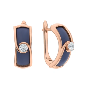 

Silver earrings with ceramics and cubic zirconia sunlight sample 925