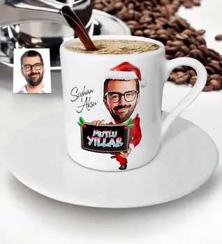 

Personalized Christmas Themed Bay Caricature Of Turkish Coffee cup-1