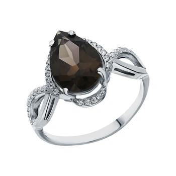 

Silver ring with раухтопазами and cubic zirconia sunlight sample 925