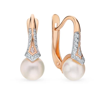 

Gold earrings with cubic zirconia and pearls sunlight sample 585