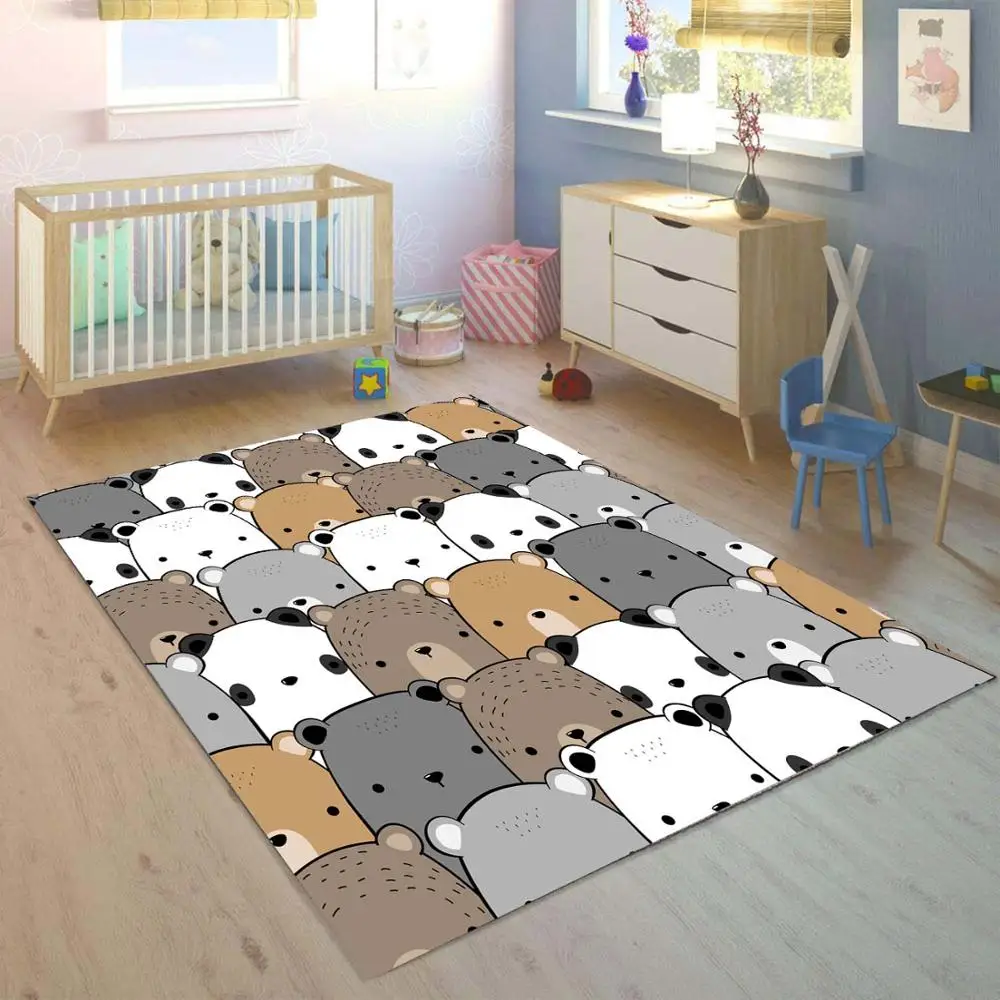 Else серый коричневый белый забавные медведи 3d принт Нескользящая микрофибра для детской комнаты декоративный коврик