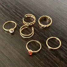 17KM-Conjunto de anillos de cadena de ancho de oro Punk para mujer y niña, sortijas finas irregulares para dedo, regalo, joyería para fiesta 2021
