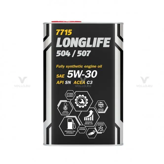 7715 MANNOL LONGLIFE 504/507 5W-30 1 л. (Metal) Синтетическое моторное масло | Автомобили и мотоциклы