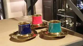 

Gold Patterned Elegant and Luxury Affects 6 Person Coffee Cup Set