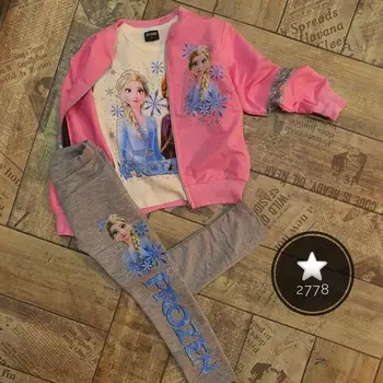

Frozen Girl Clothing Sets 3T-12T Size Three Pieces Pink Color Frozen Girl Clothes Teenage girls' clothes free shipping clothes