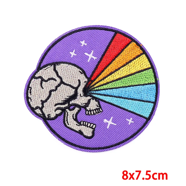 Flame Game Over Embroidered Patches For Clothing Thermoadhesive Patches  Punk Skull Stickers Iron On Patches On