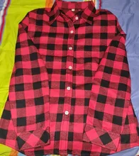 Plaid Shirt Blouses Tops Long-Sleeve Flannel Casual Cotton Women Brand-New Red Excellent-Quality