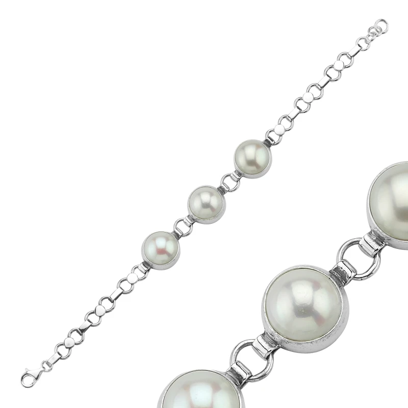 

Silver 925 Sterling Pearls of Handwork Bracelet