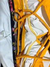 Swimsuits Swimwear Bikini-Sets Bathing-Suit CUPSHE V-Neck Boho Two-Pieces Sexy Girl Yellow