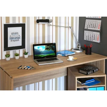 

Desktop computer table Multimedia Color Cambrian, white glitter or pine for dispatch, office or studio 120x68x76 Cm