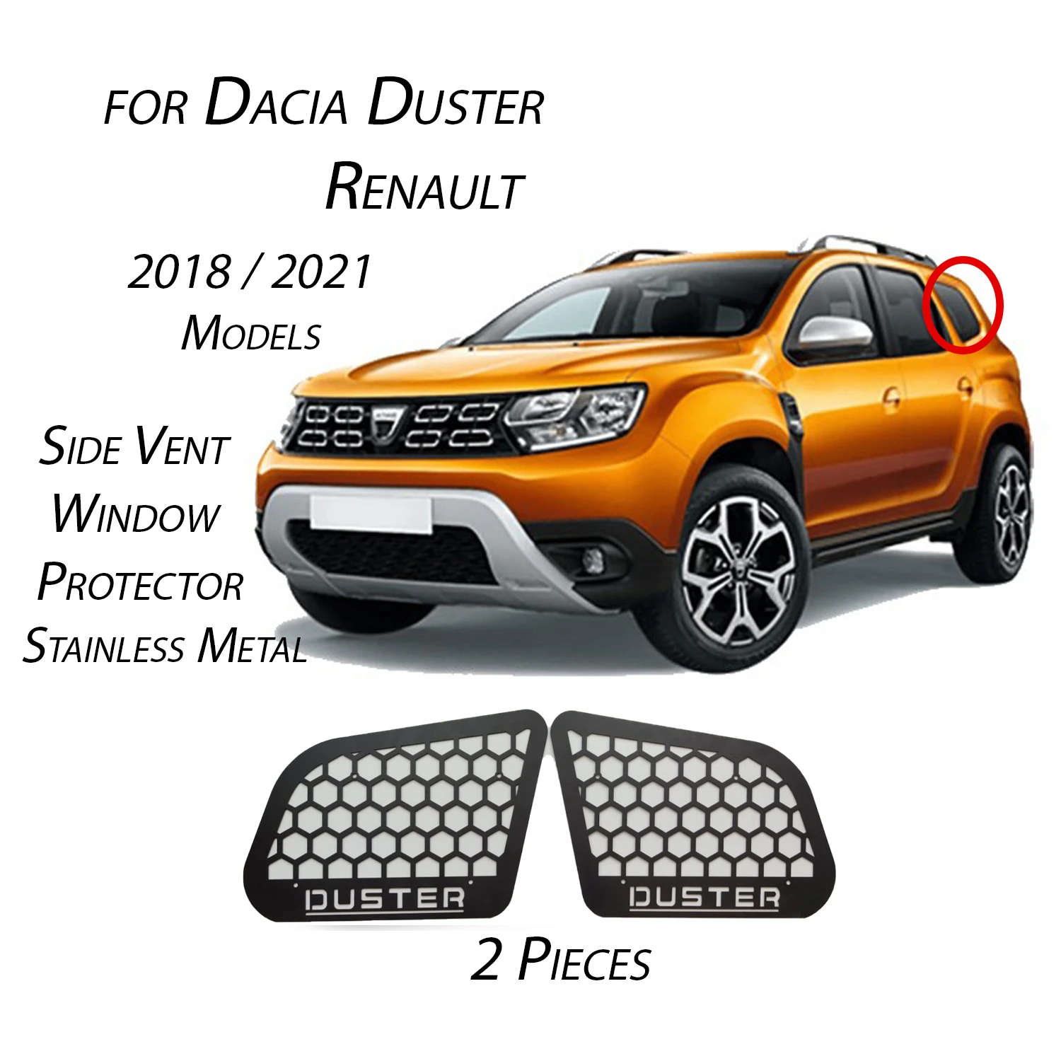 Dacia Duster Renault Side Vent Window Protector 2 Pieces Black