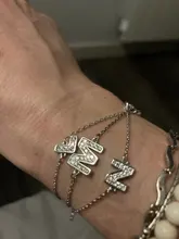 Pulsera de perlas de imitación de estrella de luna de ANENJERY pulsera de plata de ley 925 con gradiente de zirconia de piedra lunar para mujer S-B304