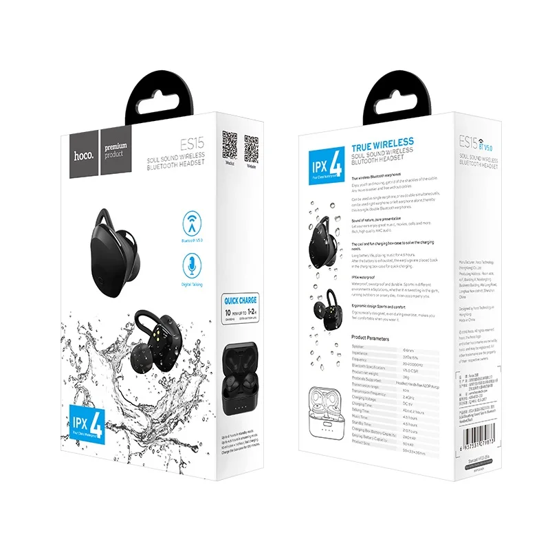 Hoco ES15 Bluetooth V5.0 беспроводные сенсорные наушники с микрофоном Подходят для всех айфон самсунг хуавей сяоми хонор и др