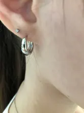 ANENJERY-pendientes de arco circular de Plata de Ley 925, joyería Retro Simple, regalo de San Valentín para pareja, S-E1373 al por mayor