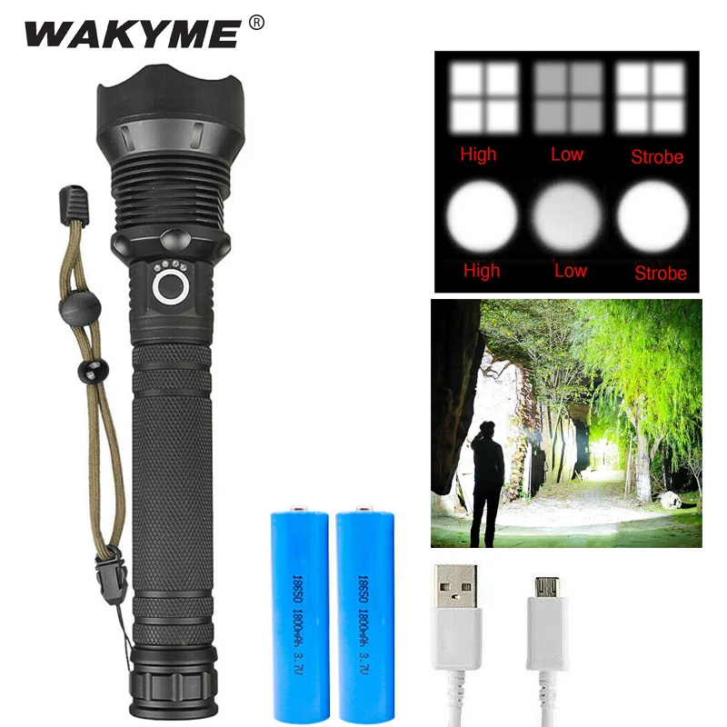 Светодиодный фонарик WAKYME для кемпинга Ультраяркий фонарь с телескопическим увеличением перезаряжаемый