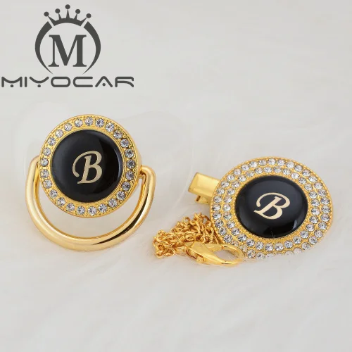 MIYOCAR, золотое, серебряное название, инициалы, Буква B, красивая, шикарная соска и соска, клипса, BPA бесплатно, пустышка, блестящая, уникальный дизайн, LB - Цвет: LB-1  0-6M