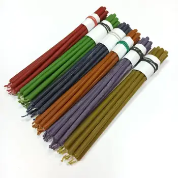 

Set of wax candles by 10 pieces (yellow, purple, orange, blue, green, red).