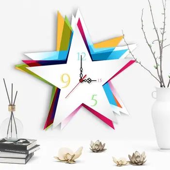 

Decorative Star Design Wooden Wall Clock-5